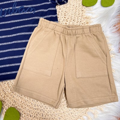 Conj. Camiseta Urban Listrada e Bermuda - Marinho e Marrom